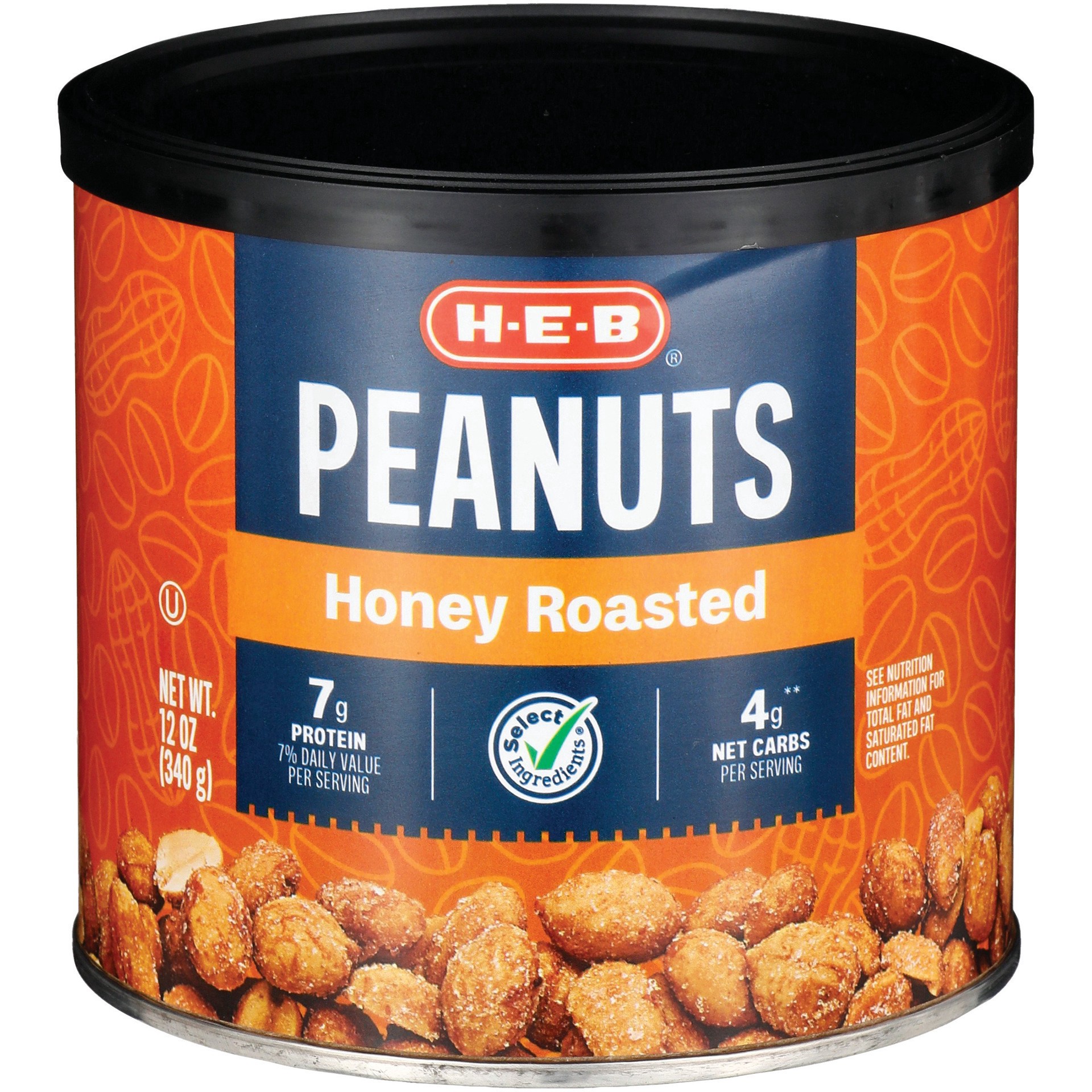 slide 1 of 1, H-E-B Honey Roasted Peanuts, 12 oz