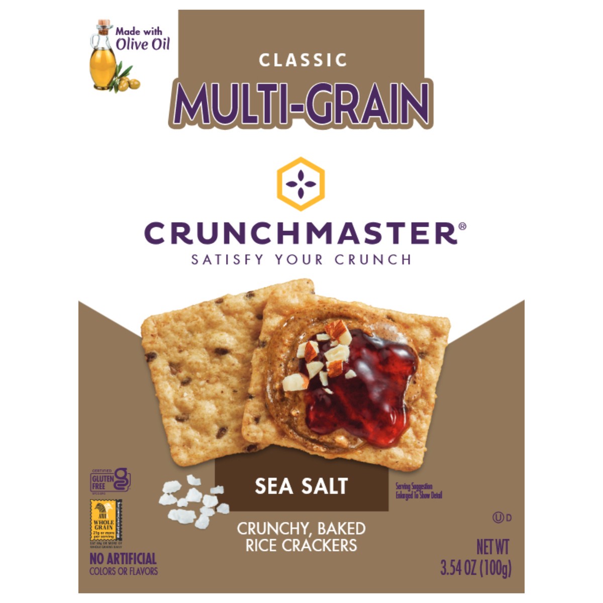 slide 1 of 9, Crunchmaster Multi-Grain Sea Salt, 3.54 oz
