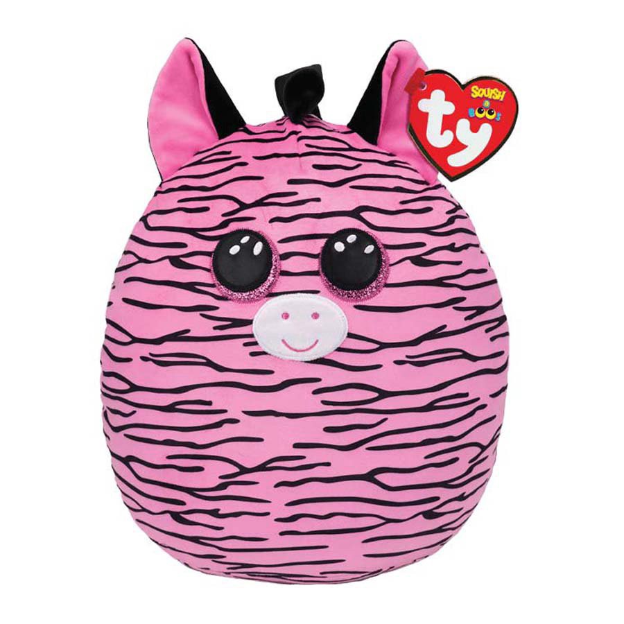 slide 1 of 1, TY Zoey - Pink And Black Striped Zebra Squish A Boos Plush, 10 in