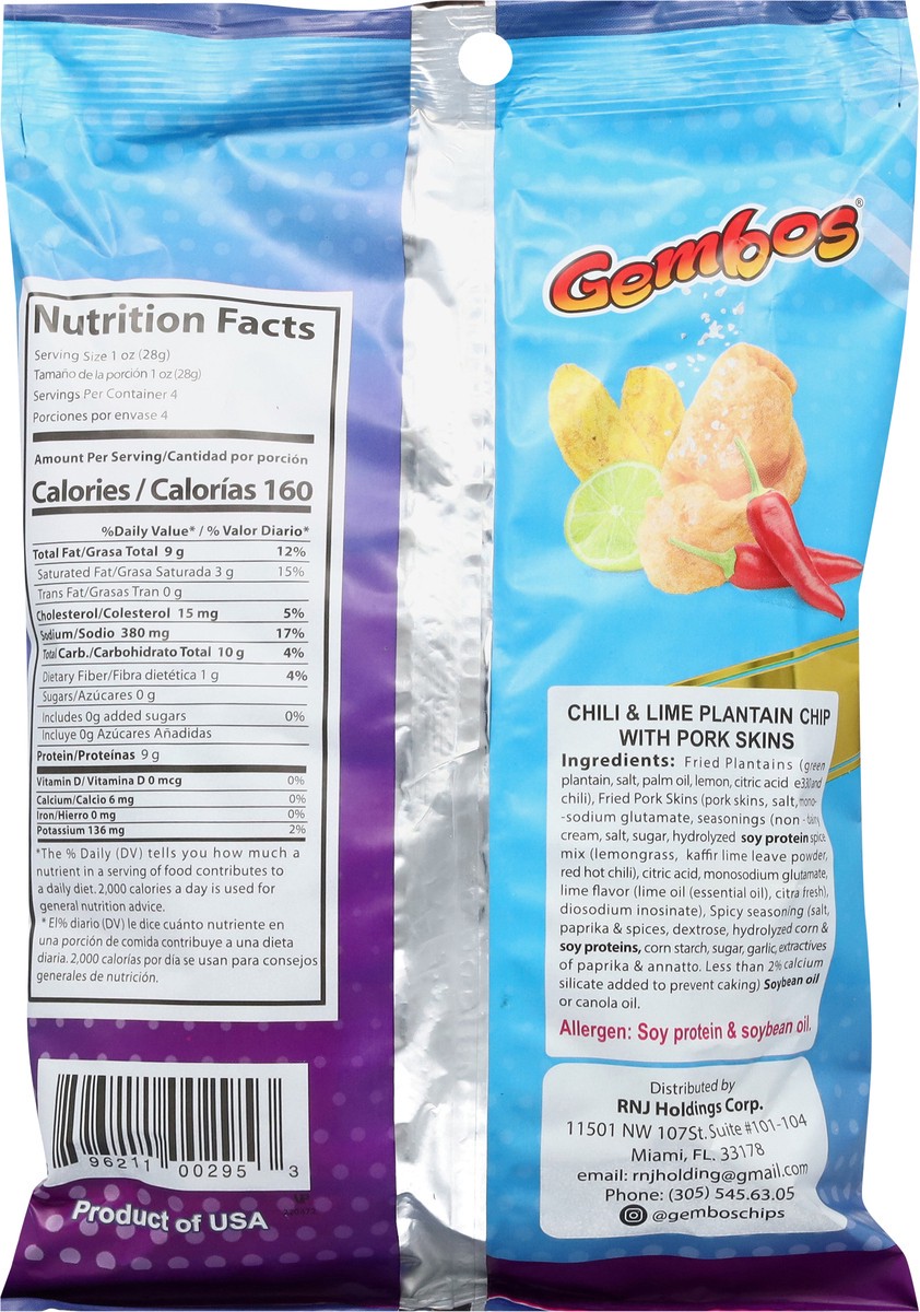 slide 10 of 13, Gembos Pork Skins and Plantain Chips with Chili, Lime and Salt 4 oz, 4 oz