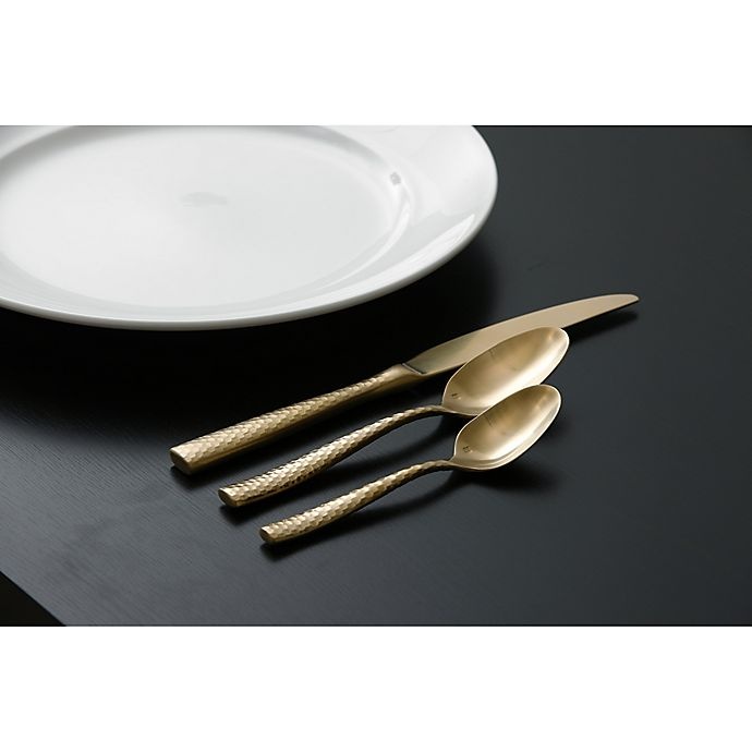 slide 2 of 5, Fortessa Lucca Faceted Flatware Place Setting - Brushed Gold, 5 ct