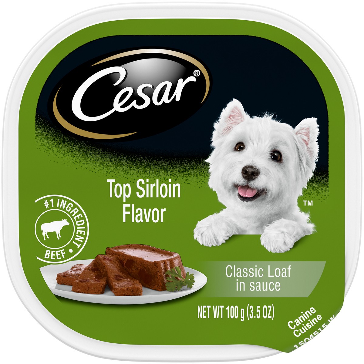 slide 1 of 5, Cesar Top Sirloin Flavor Classic Loaf in Sauce Canine Cuisine 3.5 oz. Tray, 3.5 oz