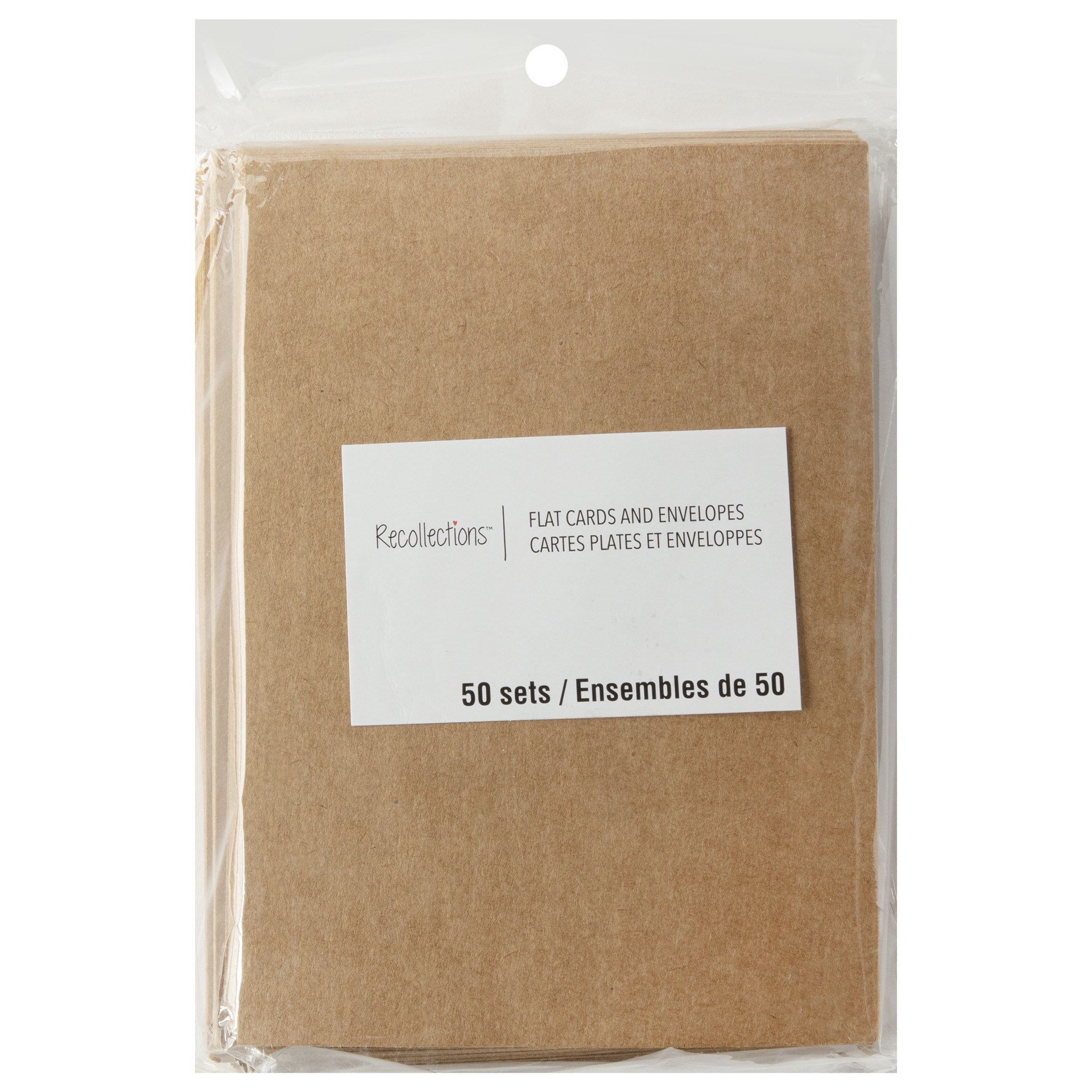 slide 2 of 3, 50 Sets Of Kraft Flat Cards & Envelopes By Recollections, 5" X 7", 5 in x 7 in