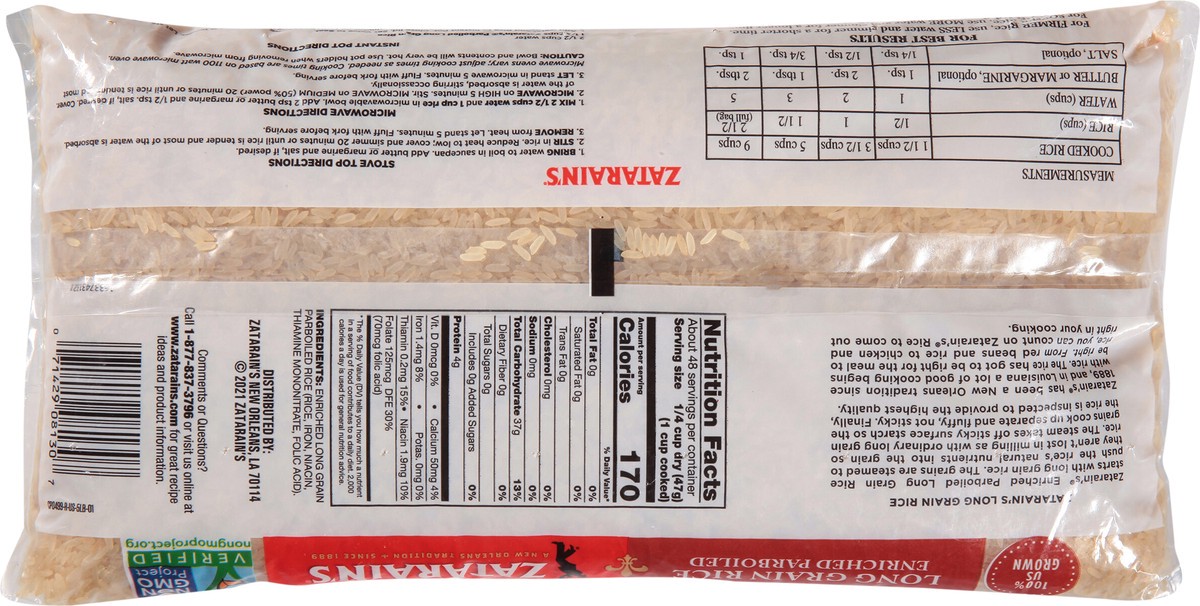 slide 9 of 9, Zatarain's White Rice - Parboiled Long Grain, 5 lb