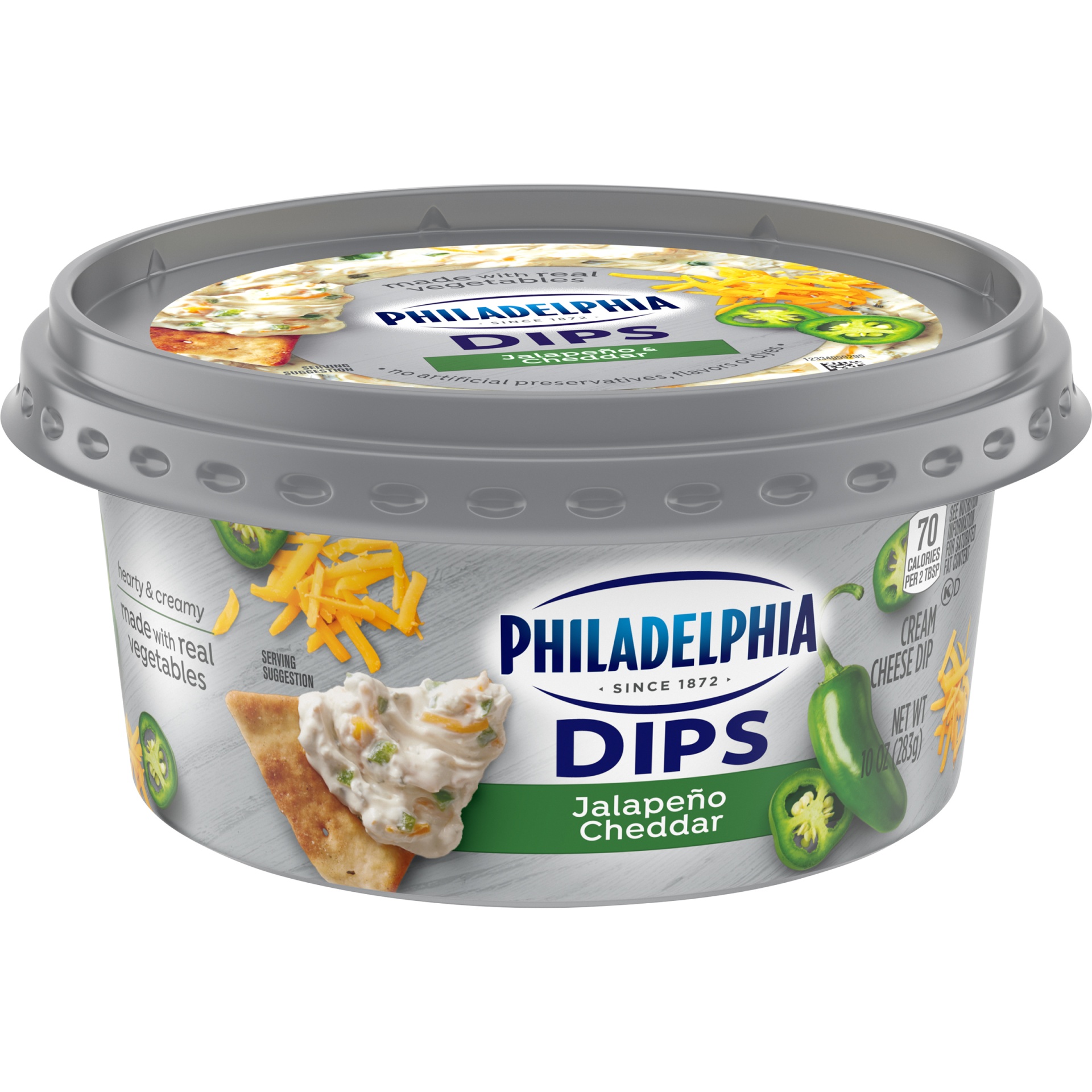 slide 10 of 14, Philadelphia Dips Jalapeno Cheddar Cream Cheese Dip, 10 oz