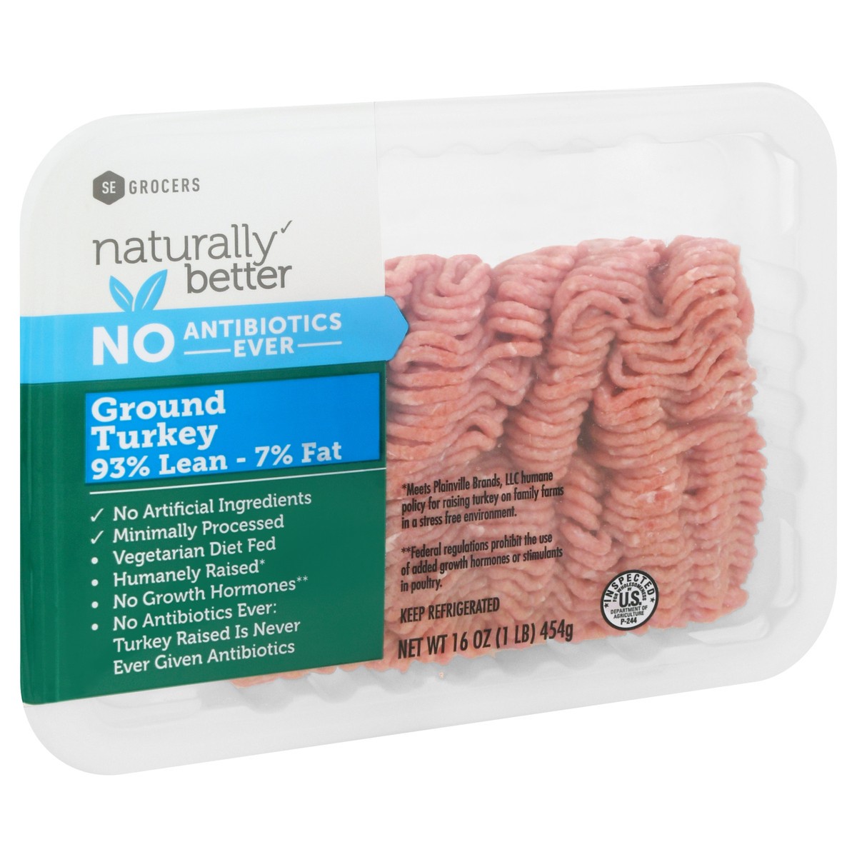 slide 6 of 9, SE Grocers Naturally Better Ground Turkey 93%, 16 oz