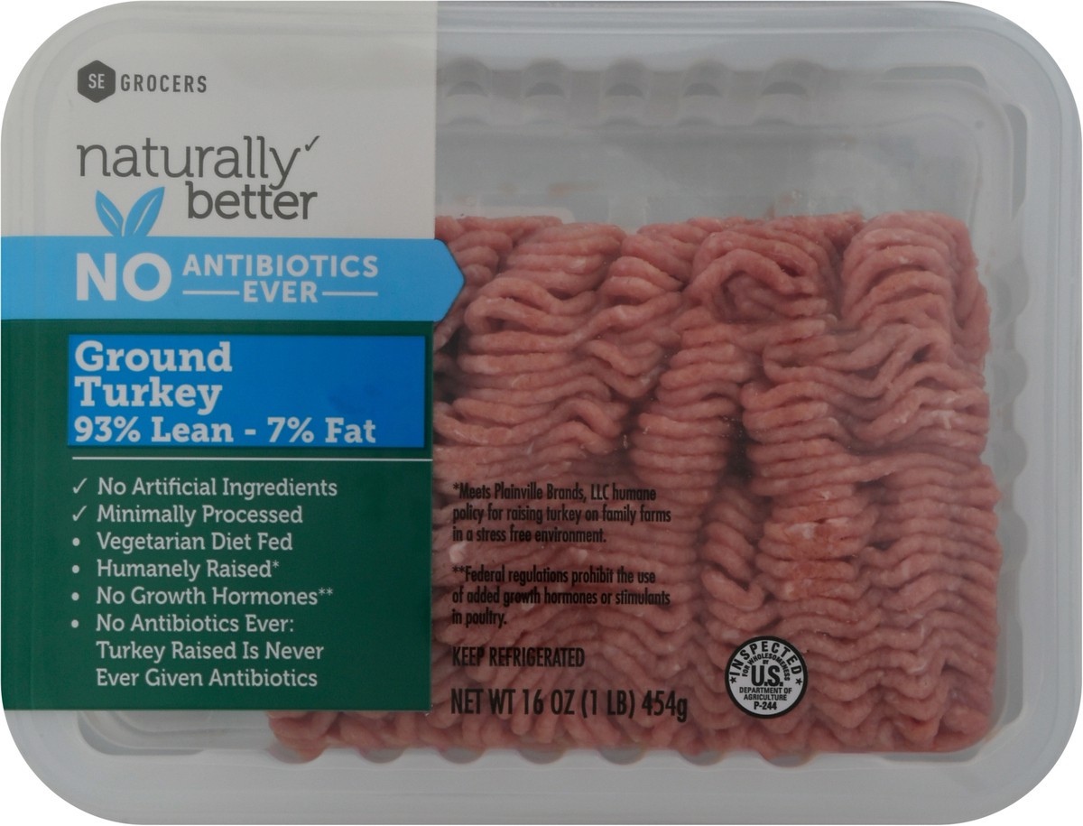 slide 8 of 9, SE Grocers Naturally Better Ground Turkey 93%, 16 oz