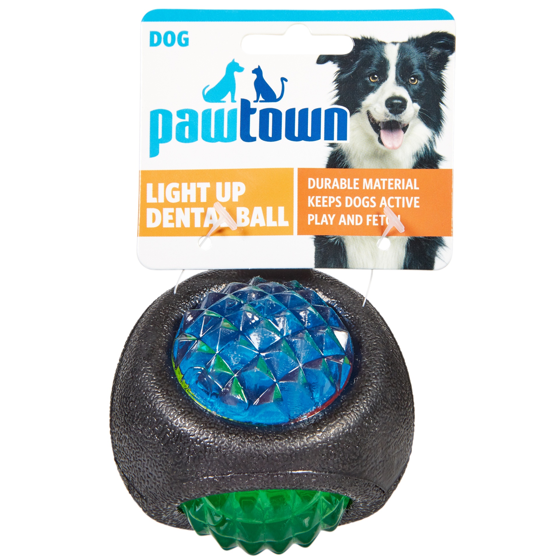 slide 1 of 3, Pawtown Light Up Dental Ball Dog Toy, 1 ct