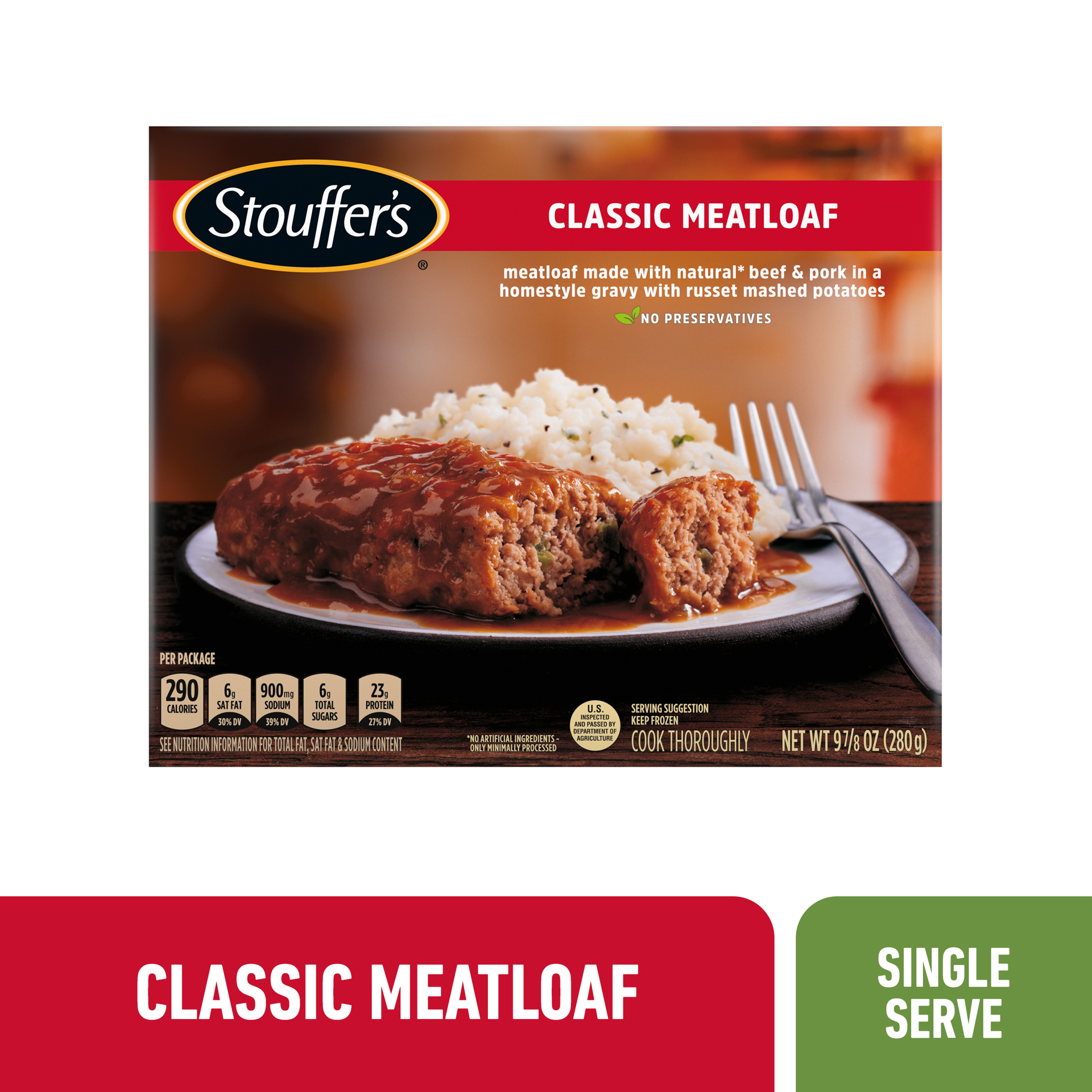 slide 1 of 8, Stouffer's Classic Meatloaf Frozen Meal, 9.88 oz