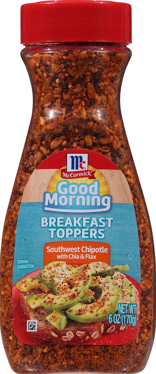 slide 13 of 14, McCormick Good Morning Breakfast Toppers Southwest Chipotle with Chia & Flax 6 oz Bottle, 6 oz