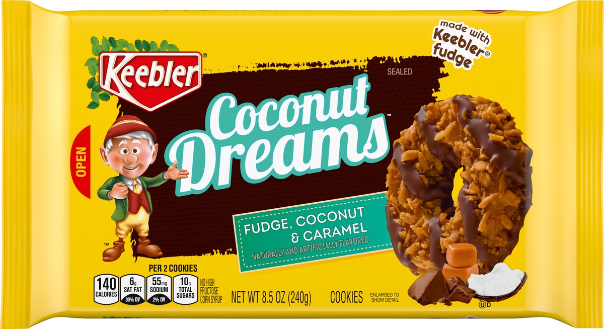slide 8 of 9, Keebler Coconut Dreams Fudge, Coconut & Caramel Cookies 8.5 oz, 8.5 oz