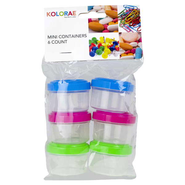 slide 1 of 1, Kolorae Mini Containers, Assorted Colors, 6 ct