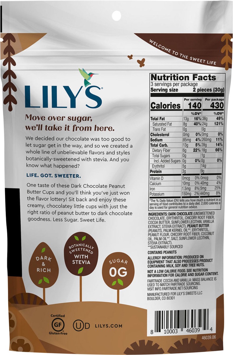 slide 2 of 3, Lily's 70% Cocoa Dark Chocolate Peanut Butter Cups 3.2 oz, 3.2 oz