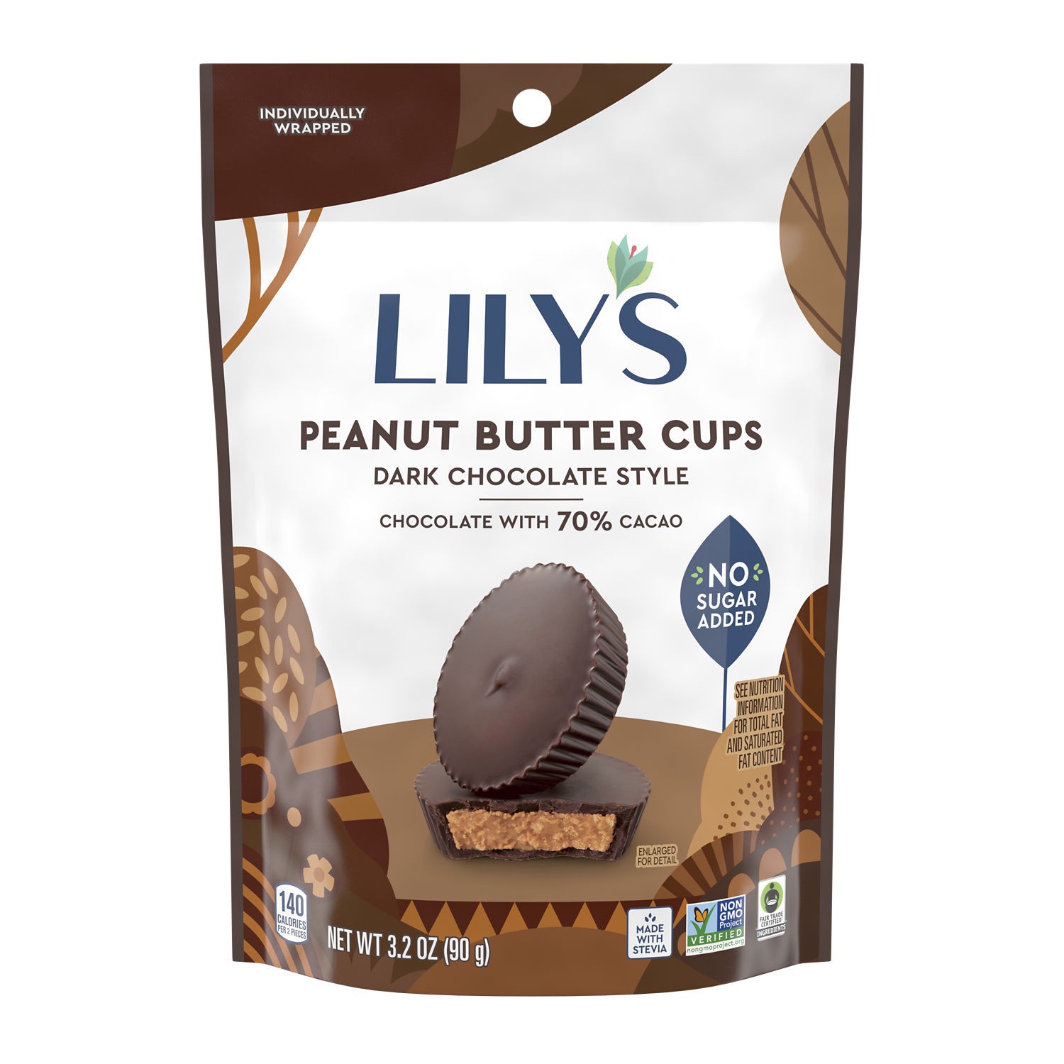 slide 1 of 3, Lily's Dark Chocolate Style Peanut Butter Cups No Sugar Added, Sweets Bag, 3.2 oz, 3.2 oz