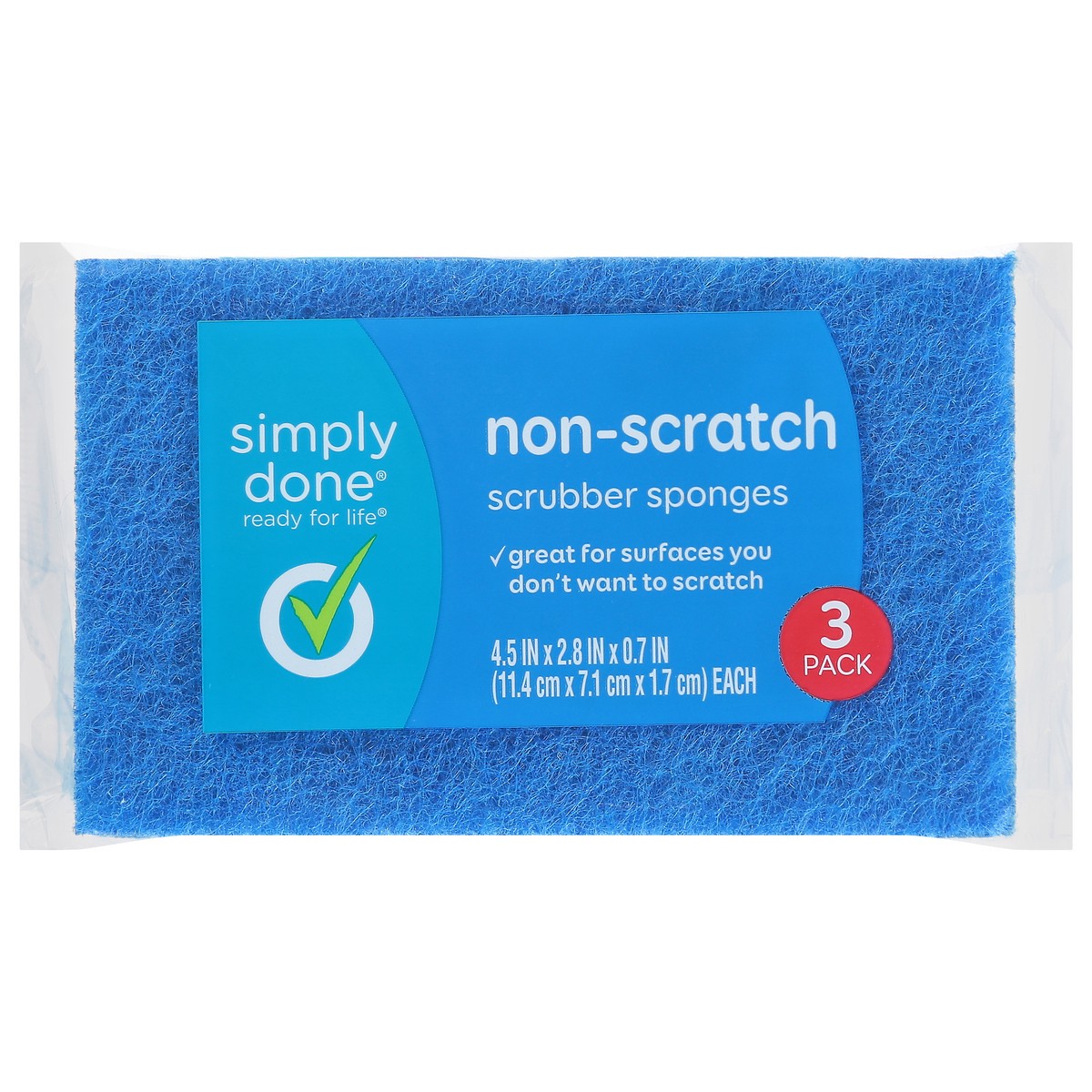 slide 1 of 9, Simply Done Non-Scratch Scrubber Sponges, 3 ct