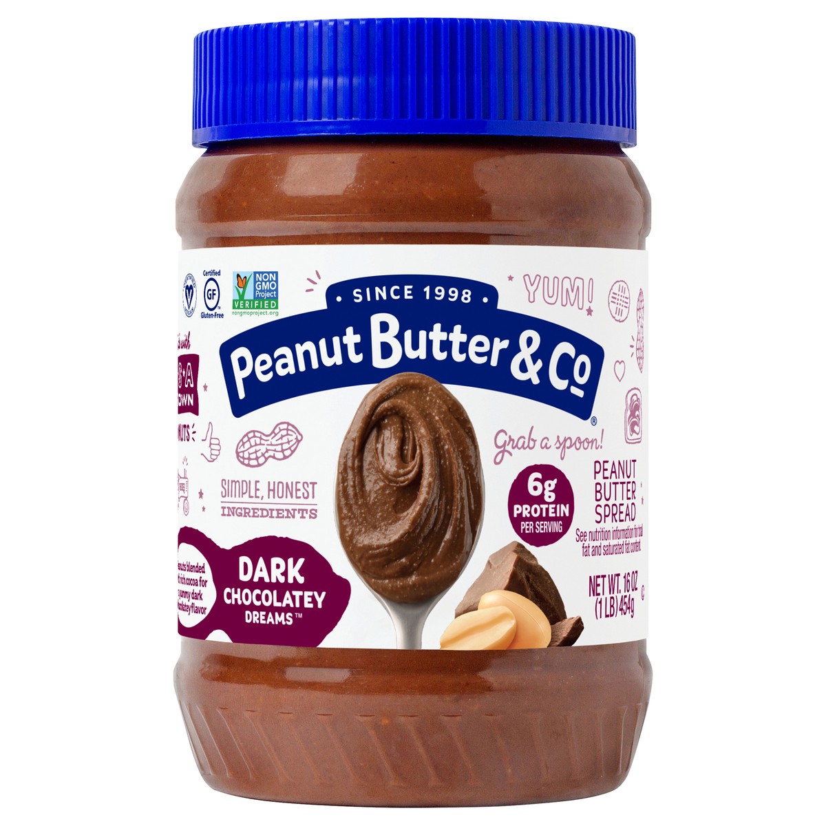 slide 1 of 7, Peanut Butter & Co. Dark Chocolatey Dreams™ Peanut Butter Spread 16 oz. Jar, 16 oz