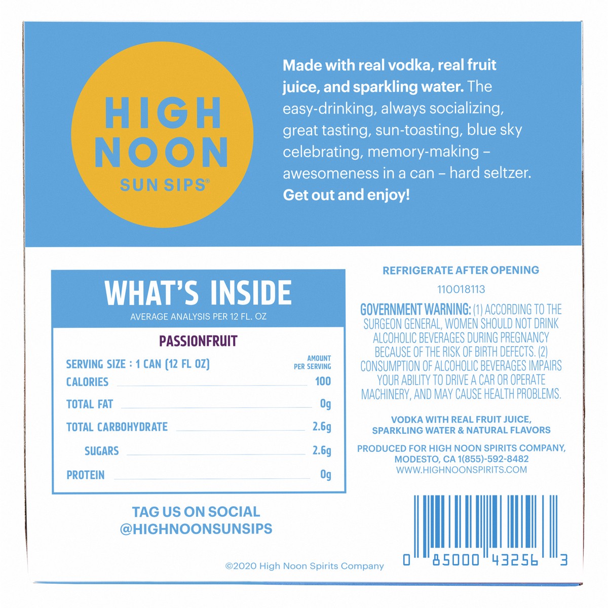 slide 6 of 7, High Noon Vodka Hard Seltzer, Passionfruit, Can, 355 ml