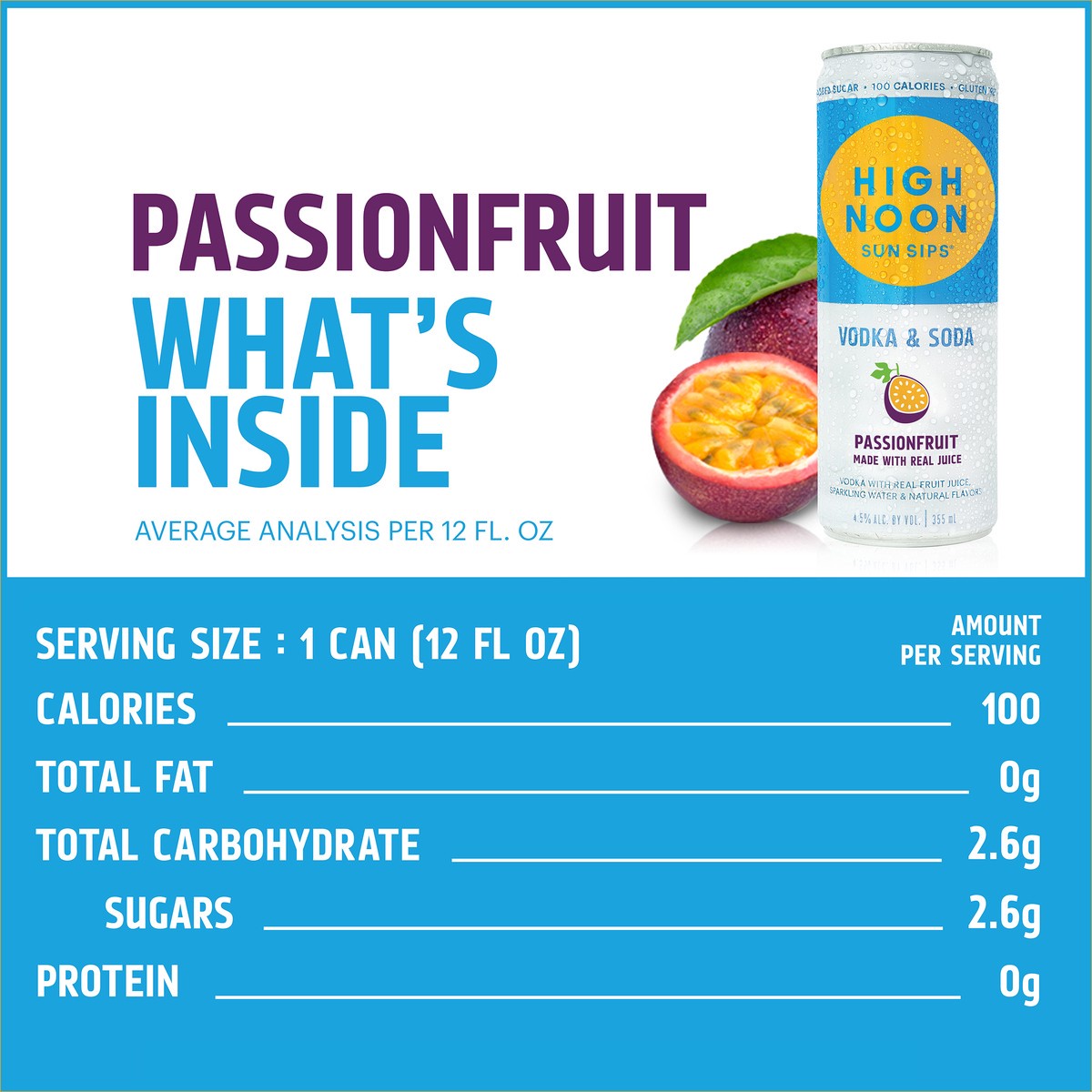 slide 2 of 7, High Noon Vodka Hard Seltzer, Passionfruit, Can, 355 ml