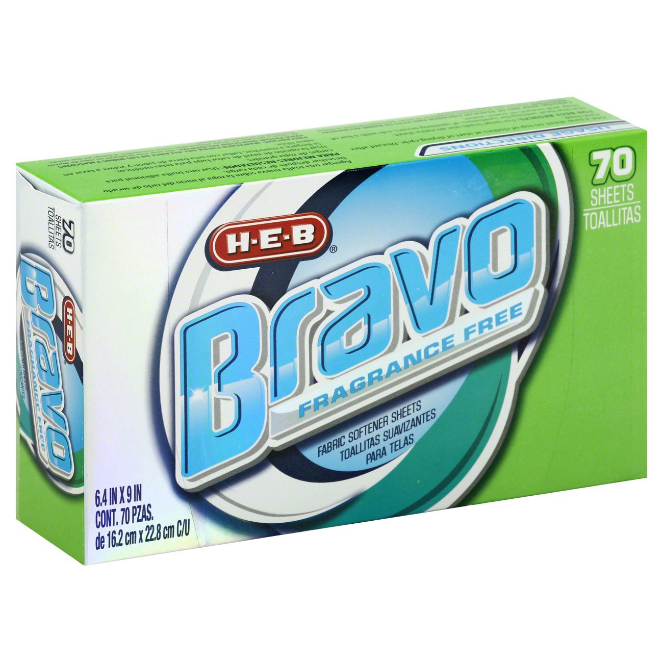 slide 1 of 1, H-E-B Bravo Sheets Free & Clear Fabric Softener, 70 ct