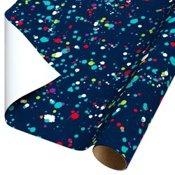 American Greetings Paint Splatter Navy Wrapping Paper, 20 sq ft