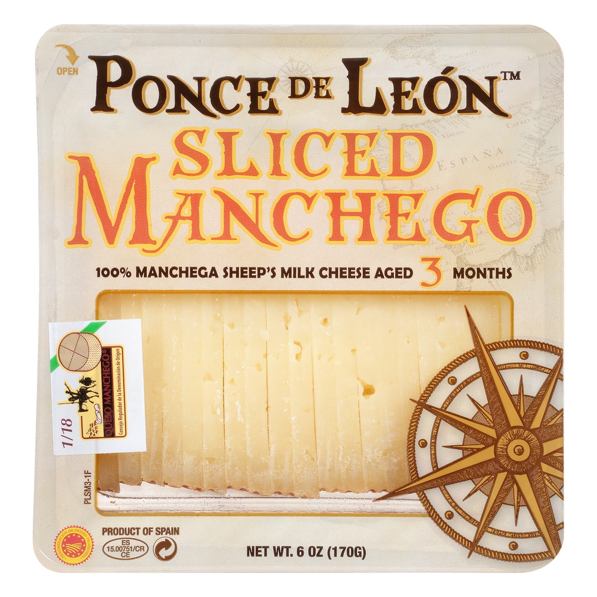 slide 1 of 1, Ponce De Leon Sliced Manchego, 6 oz