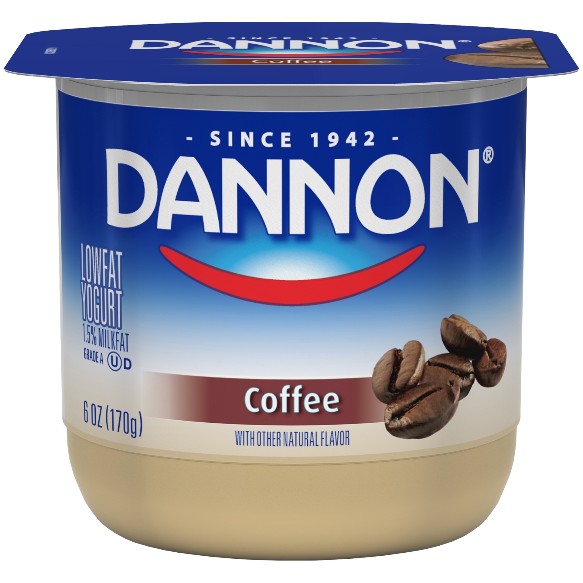 slide 1 of 1, Brand Dannon Classic All Natural Blended Lowfat Yogurt Coffee Single Serve, 6 oz