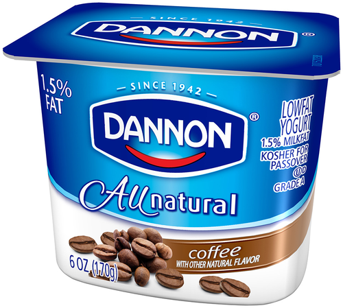 slide 1 of 1, Dannon Brand Classic All Natural Blended Lowfat Yogurt Coffee Single Serve, 6 oz