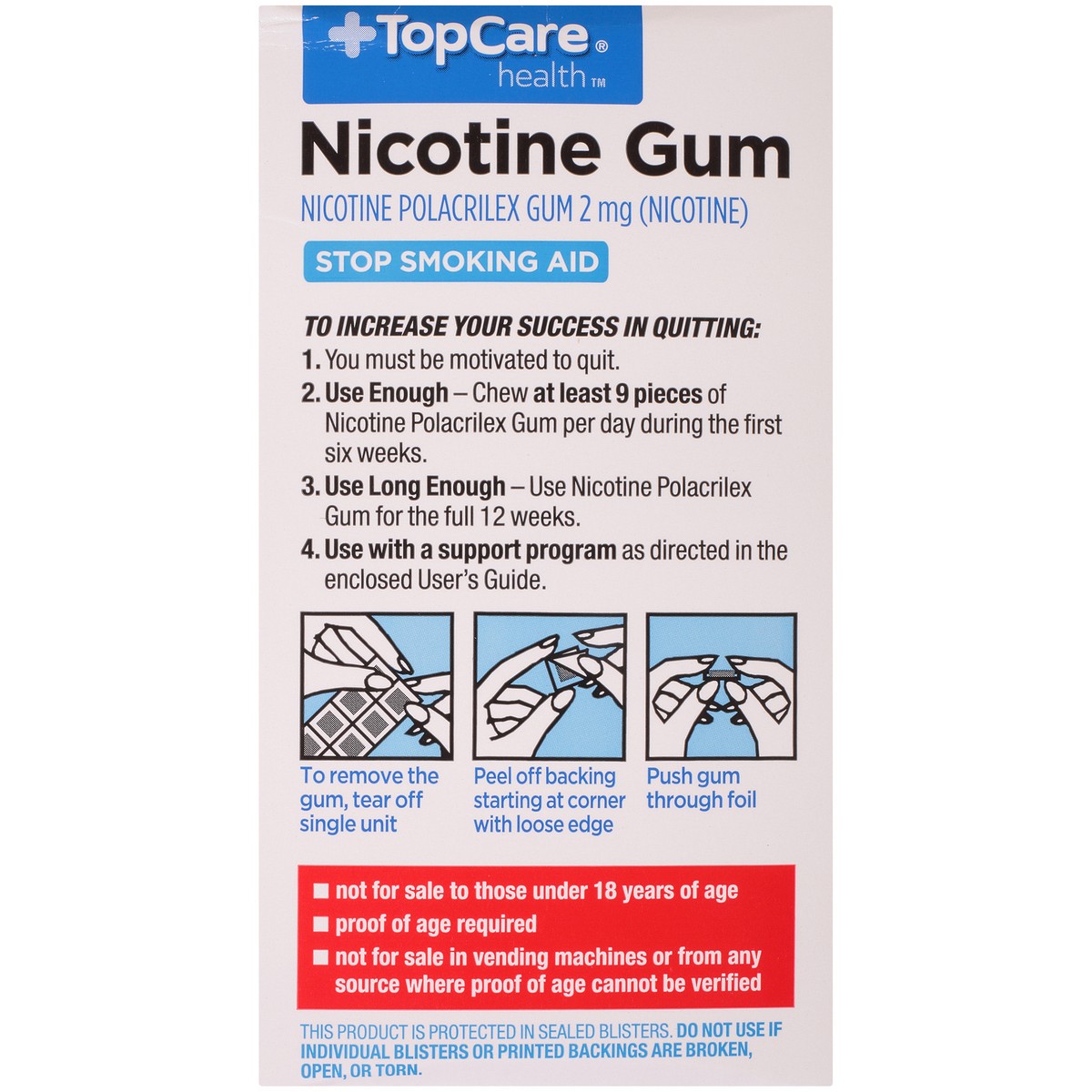 slide 9 of 9, TopCare Nicotine Gum, Original, 2 mg