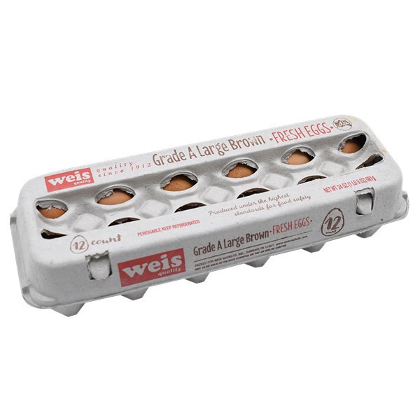 slide 1 of 1, Weis Quality Grade A Large Brown Dozen Eggs, 12 ct