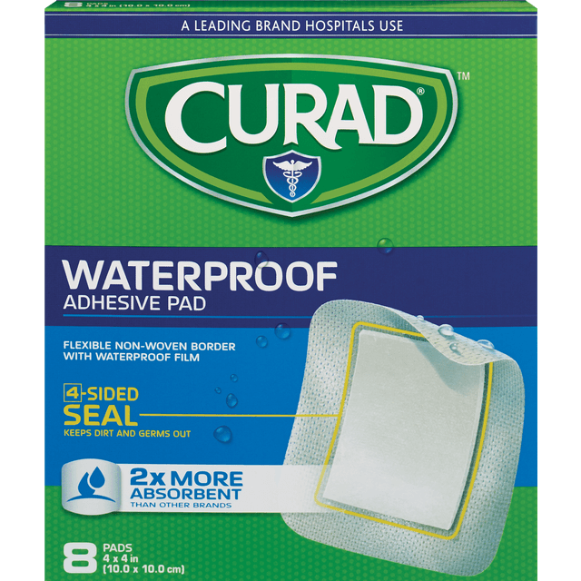 slide 1 of 1, Curad Waterproof Adhesive Pads, 1 ct