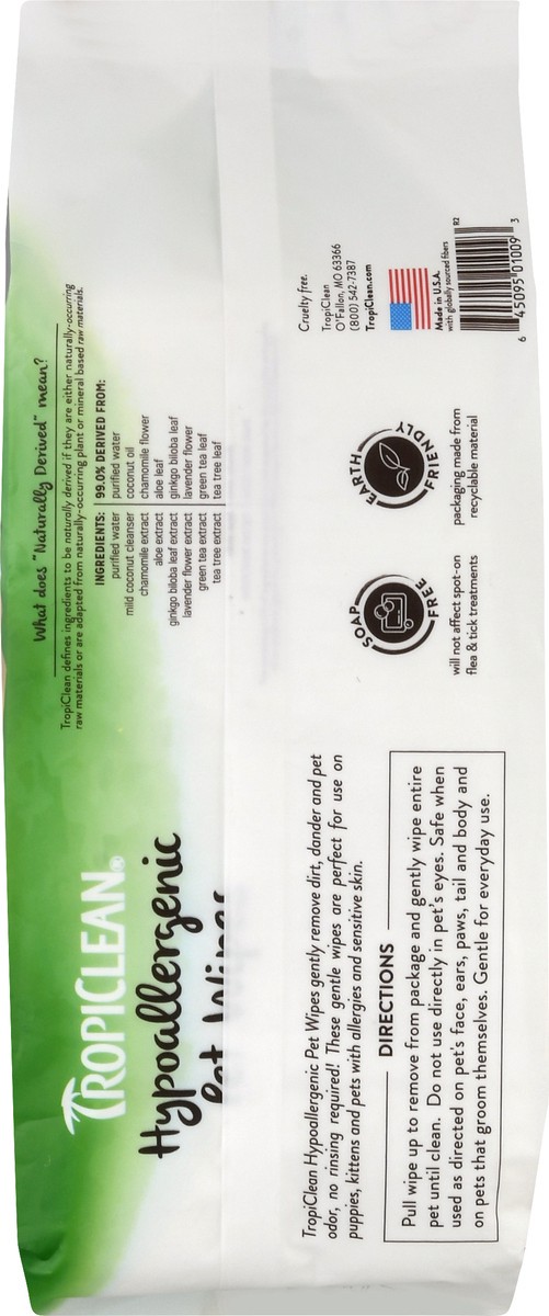 slide 9 of 9, TropiClean Fragrance Free Hypoallergenic Pet Wipes 100 ea, 100 ct