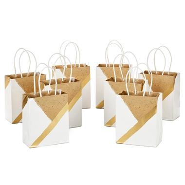 slide 1 of 1, Hallmark Small Paper Gift Bags For Birthdays, Weddings, Mother's Day, Baby Showers, Bridal Showers, And More (White And Kraft, Pack Of 8), 8 ct