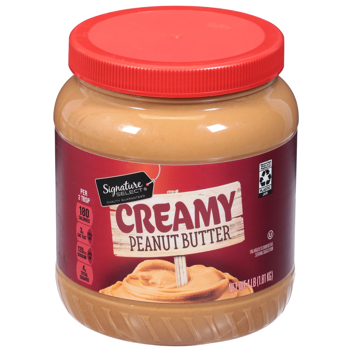slide 1 of 9, Signature Select Creamy Peanut Butter 4 lb, 4 lb
