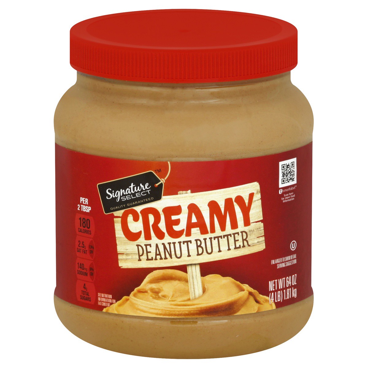 slide 1 of 9, Signature Select Creamy Peanut Butter 4 lb, 4 lb