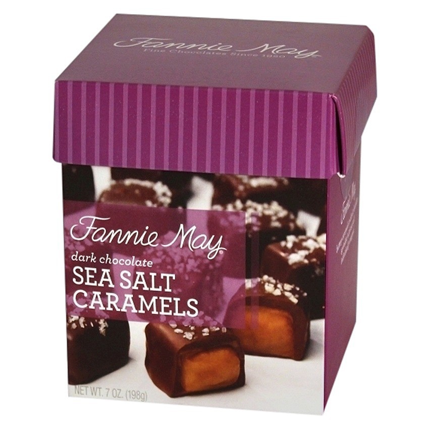 slide 1 of 1, Fannie May Dark Chocolate Sea Salt Caramels, 7 oz