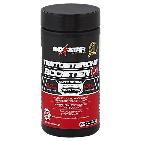 slide 1 of 1, Six Star Elite Series Testosterone Booster Caplets, 60 ct