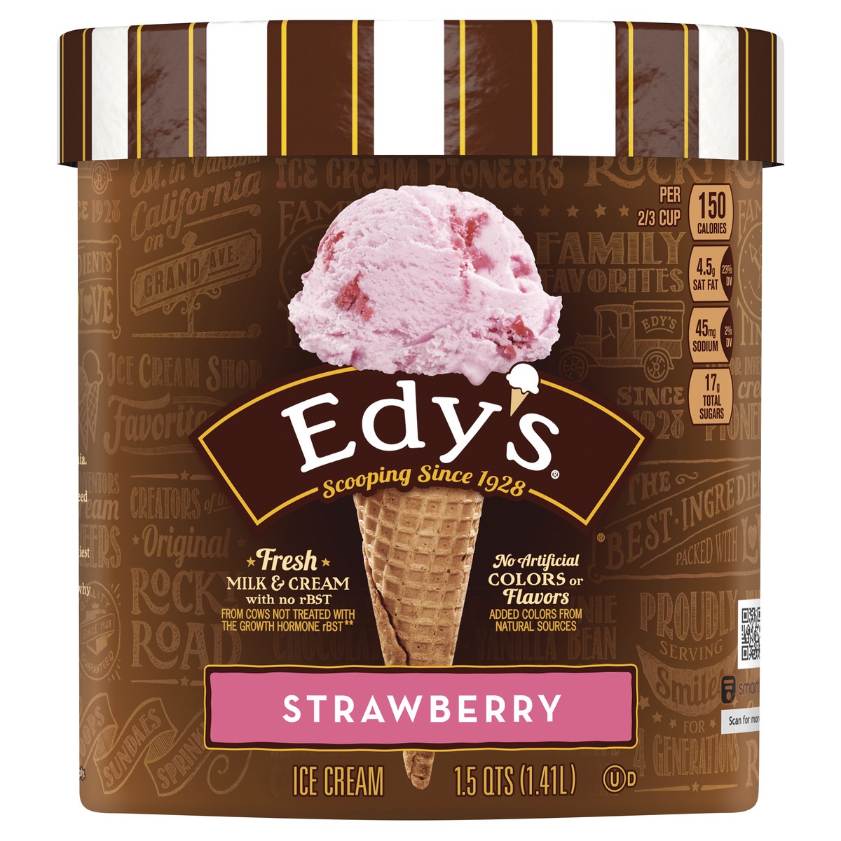 slide 9 of 11, Edy's Strawberry Ice Cream 1.5 qt, 1.5 qt