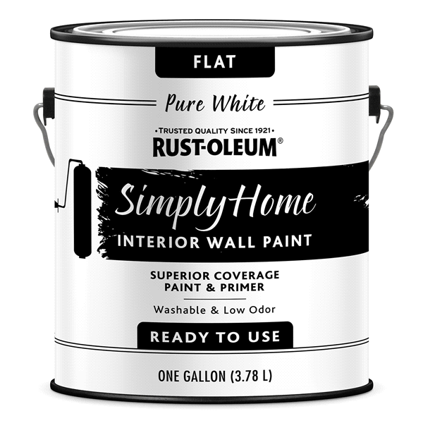 slide 1 of 1, Rust-Oleum Simply Home Interior Wall Paint 332119, Gallon, Flat Pure White, 1 ct