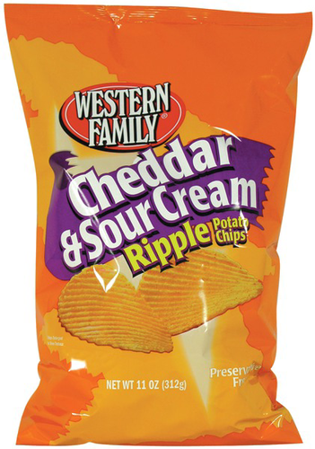 slide 1 of 1, Western Family Pot Chip Rpl Cheddar/Sour Cream, 11 oz