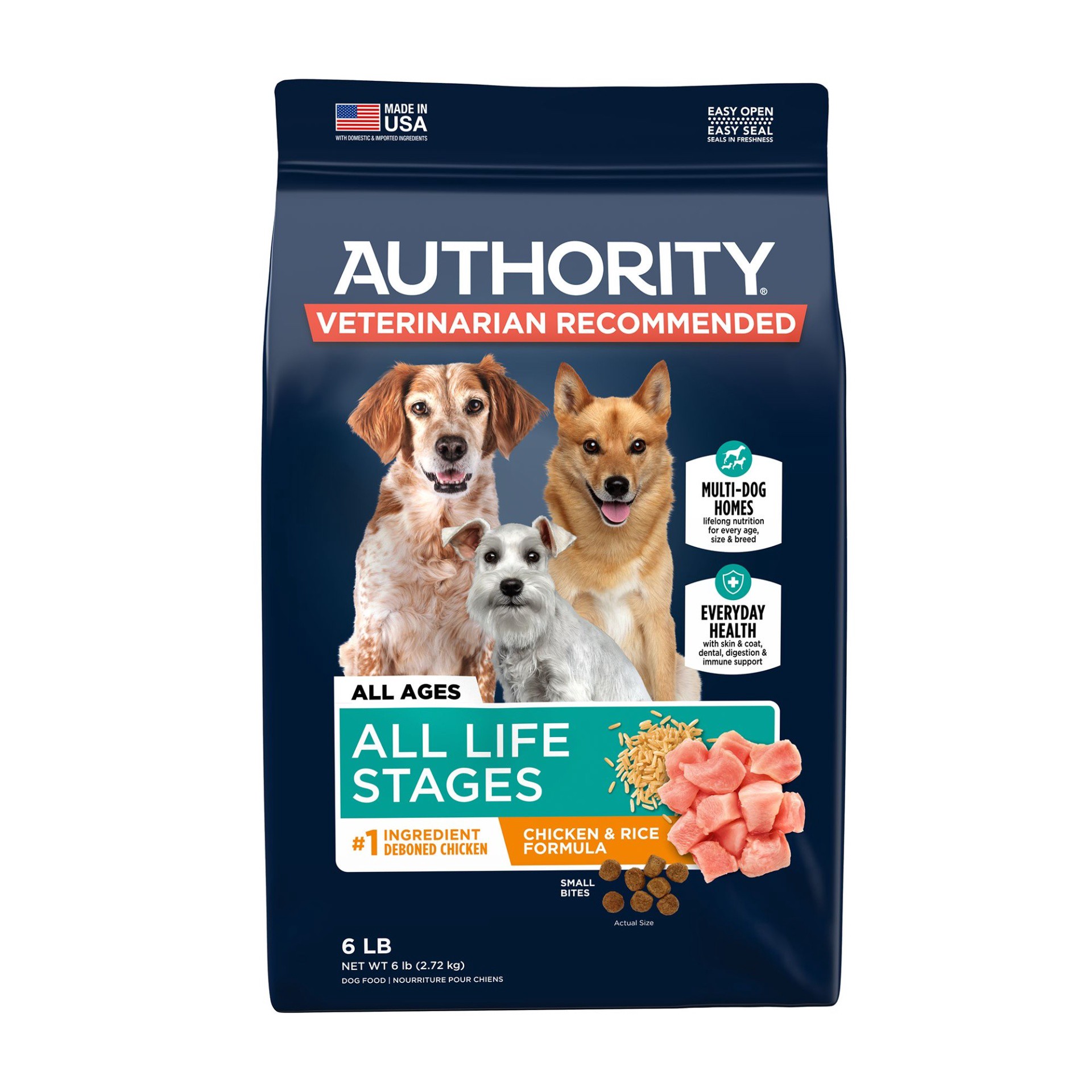 slide 1 of 1, Authority Everyday Health All Life Stage Dry Dog Food - Chicken & Rice, 6 lb