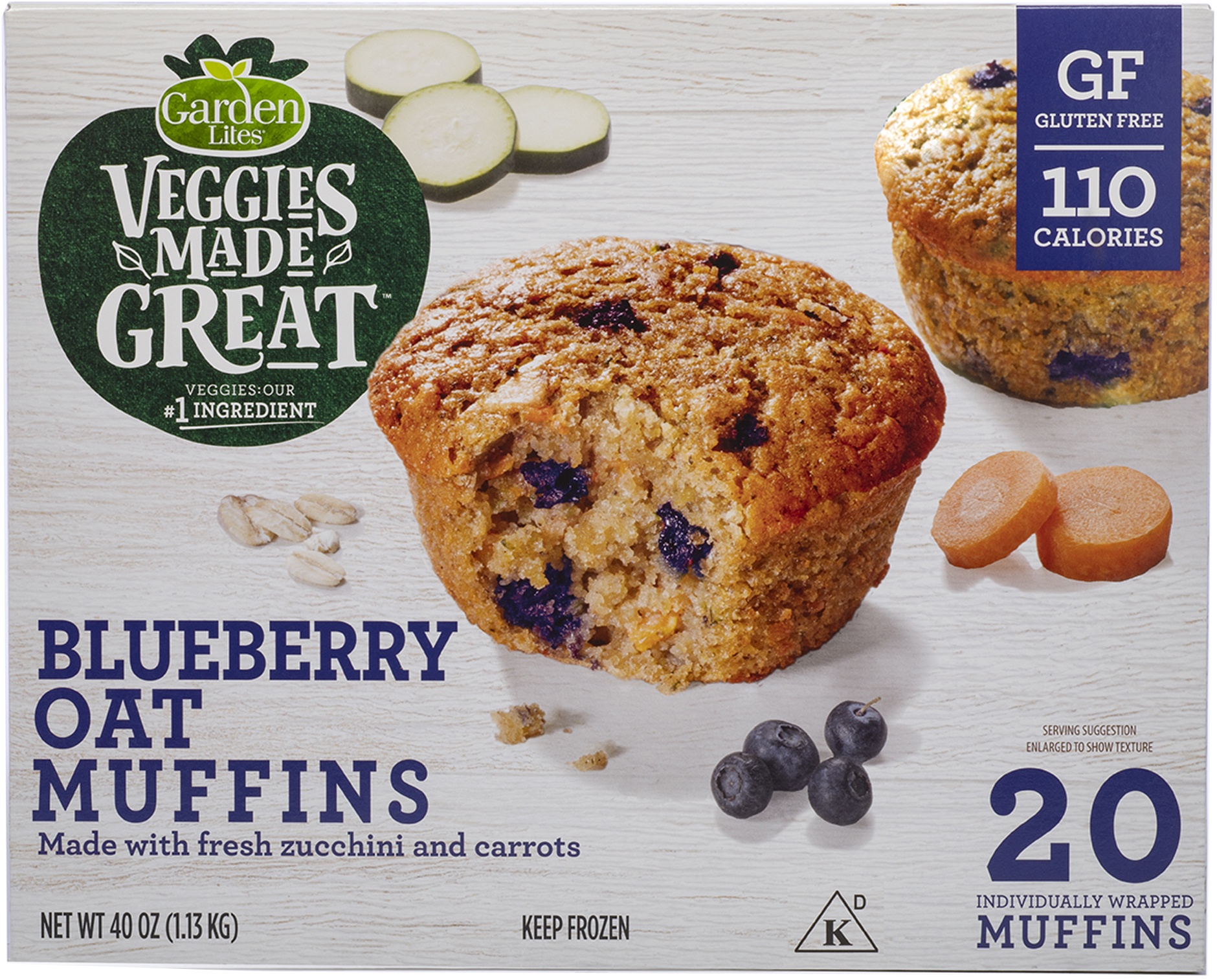 slide 1 of 1, Garden Lites Blueberry Oat Muffins, 20 ct