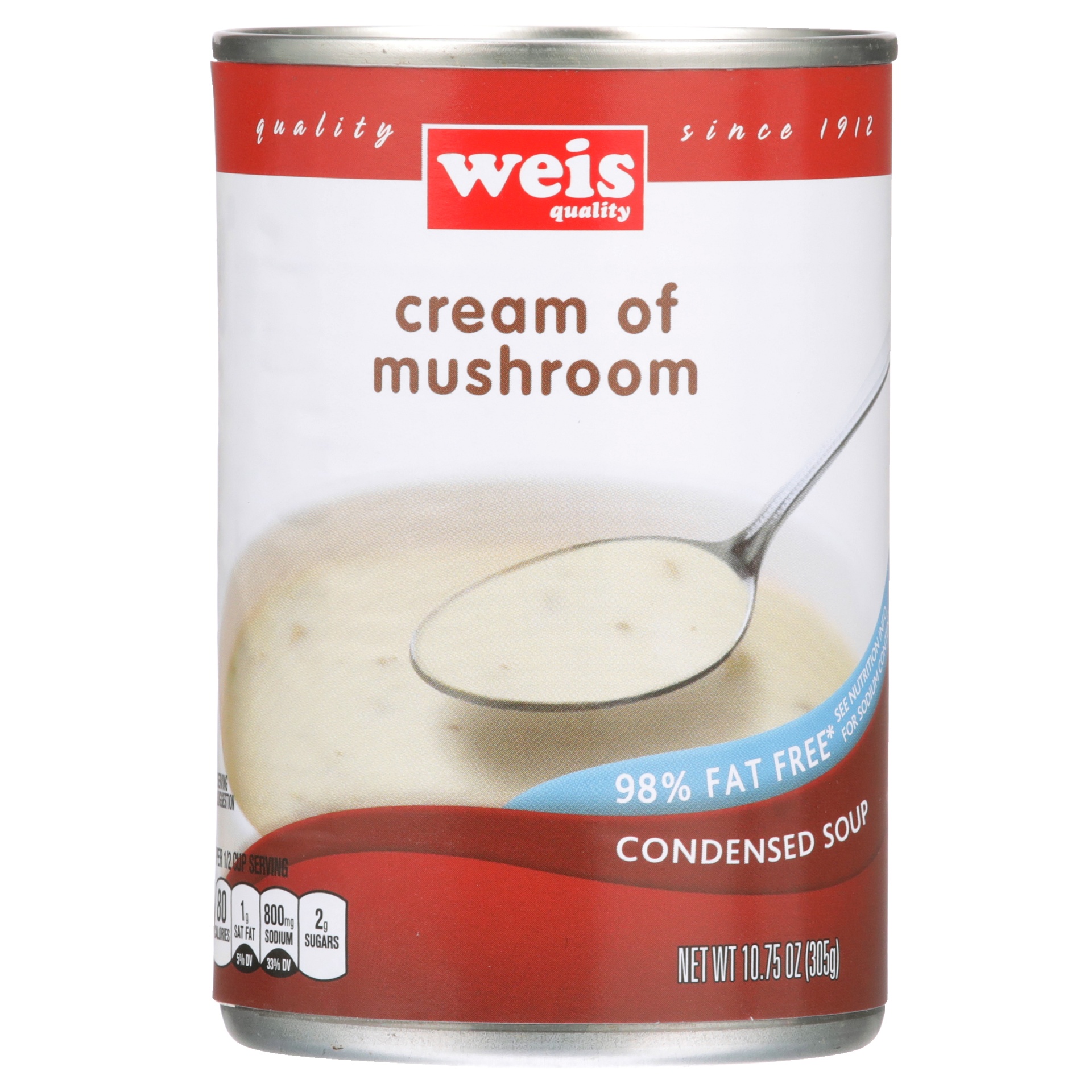 slide 1 of 1, Weis Quality 98% Fat Free Cream of Mushroom Condensed Soup, 10.75 oz