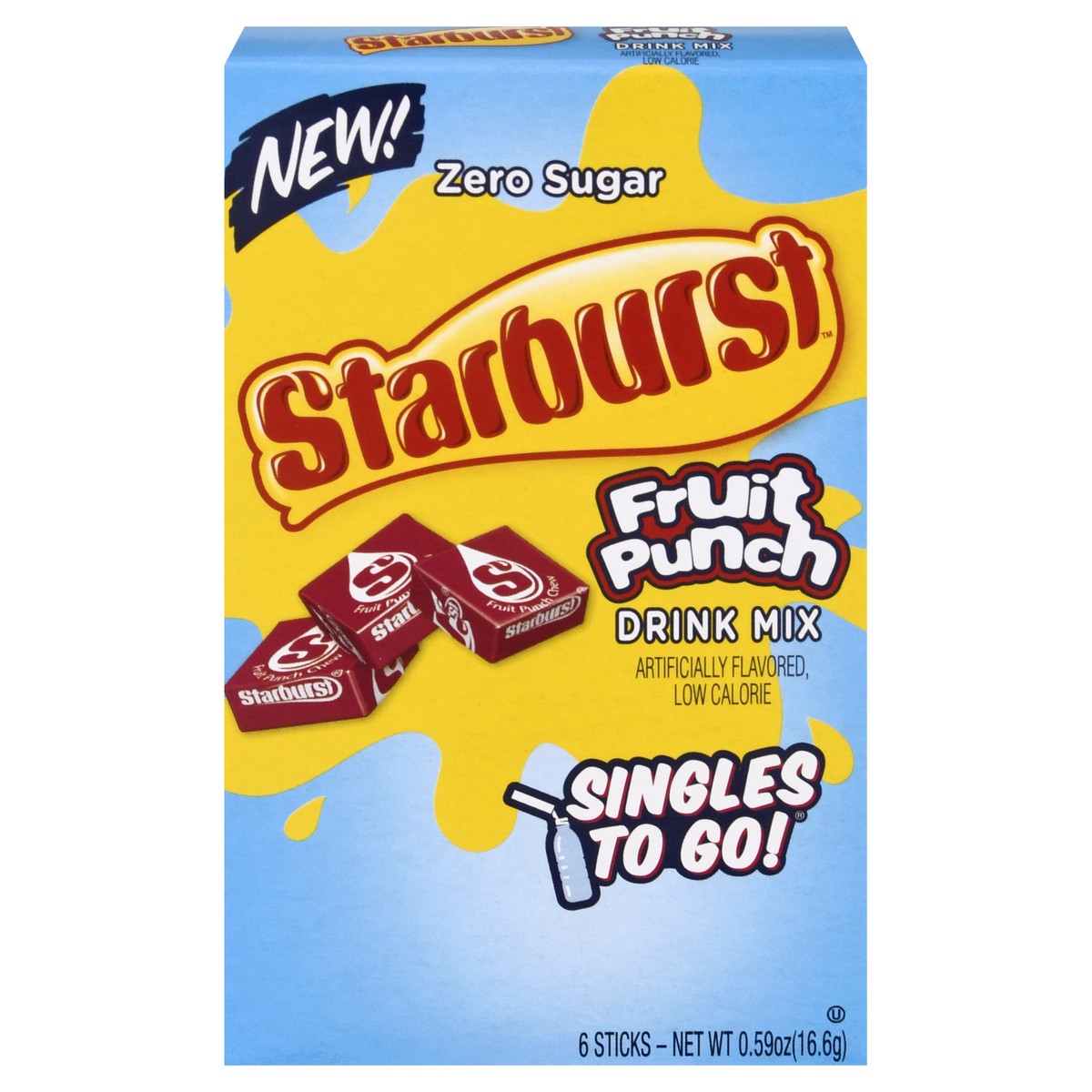 slide 1 of 10, Starburst Singles to Go Drink Mix Fruit Punch, 6 ct