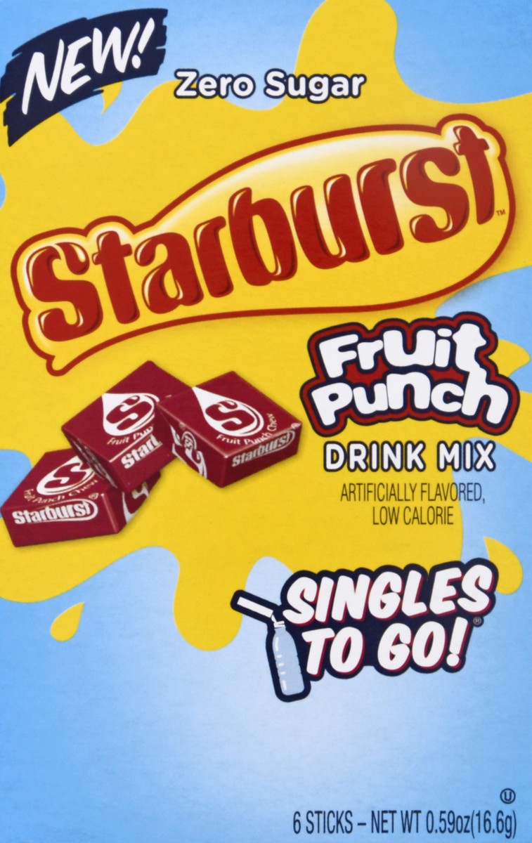 slide 9 of 10, Starburst Singles to Go Drink Mix Fruit Punch, 6 ct