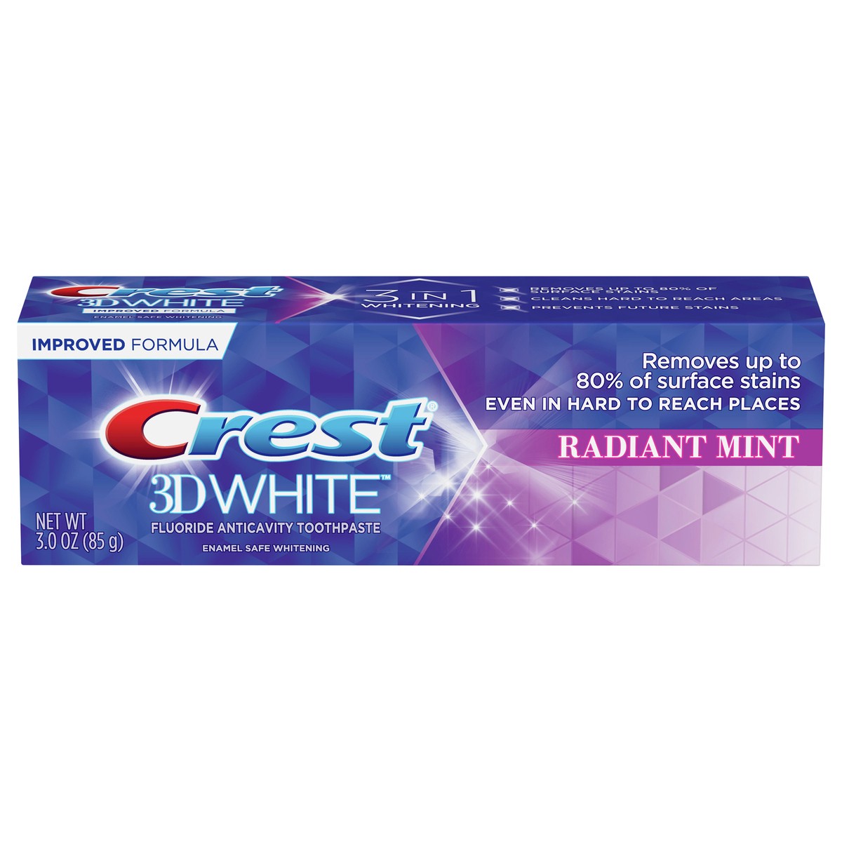 slide 1 of 3, Crest 3D White Fluoride Anticavity Radiant Mint Toothpaste 3 oz, 3 oz