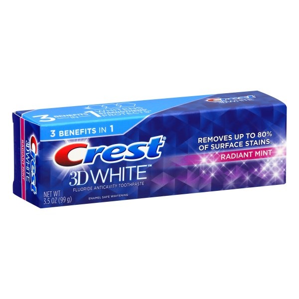 slide 1 of 1, Crest 3D White, Whitening Toothpaste Radiant Mint, 3 oz