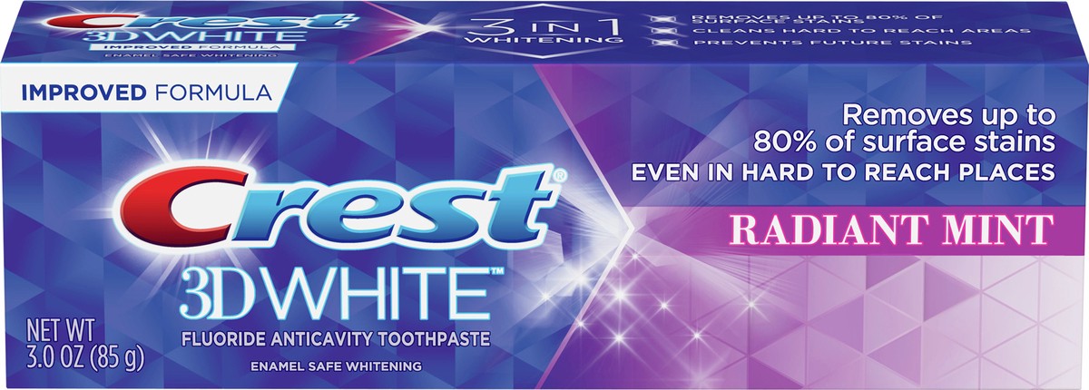 slide 1 of 3, Crest 3D White Fluoride Anticavity Radiant Mint Toothpaste 3 oz, 3 oz