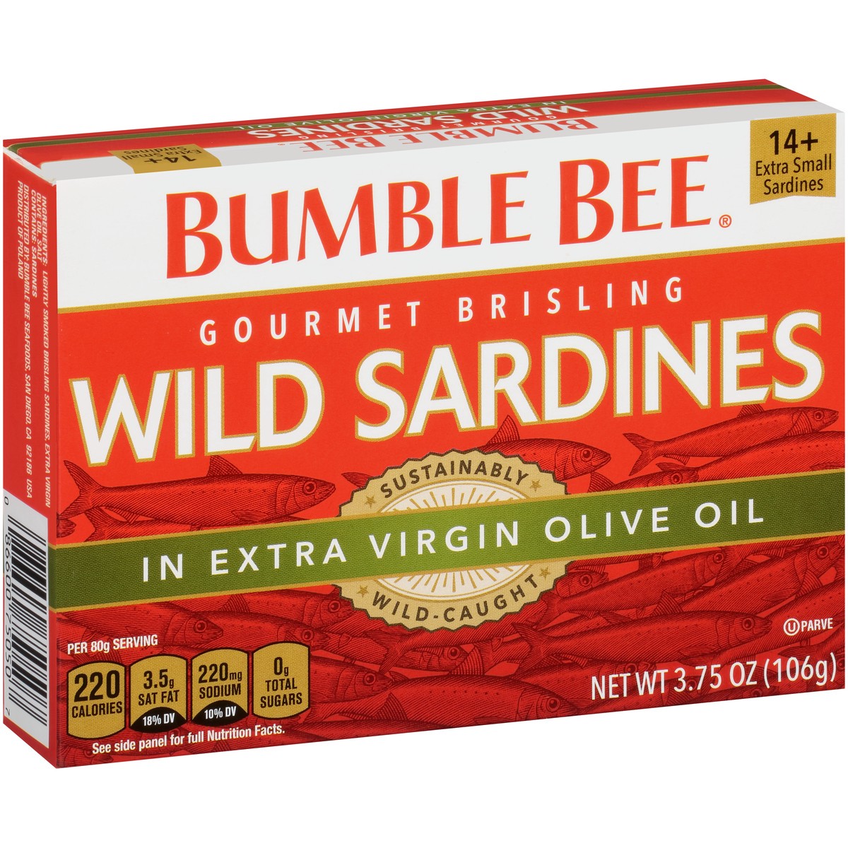 slide 3 of 11, Bumble Bee Gourmet Brisling Wild Sardines In Extra Virgin Olive Oil, 3.75 oz