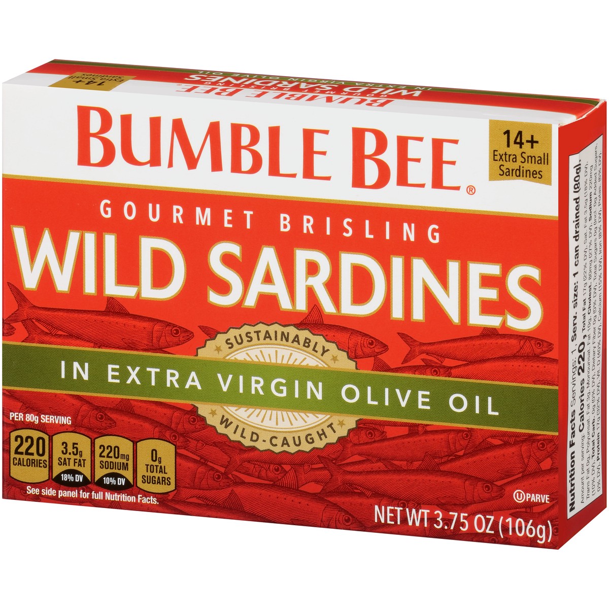 slide 4 of 11, Bumble Bee Gourmet Brisling Wild Sardines In Extra Virgin Olive Oil, 3.75 oz