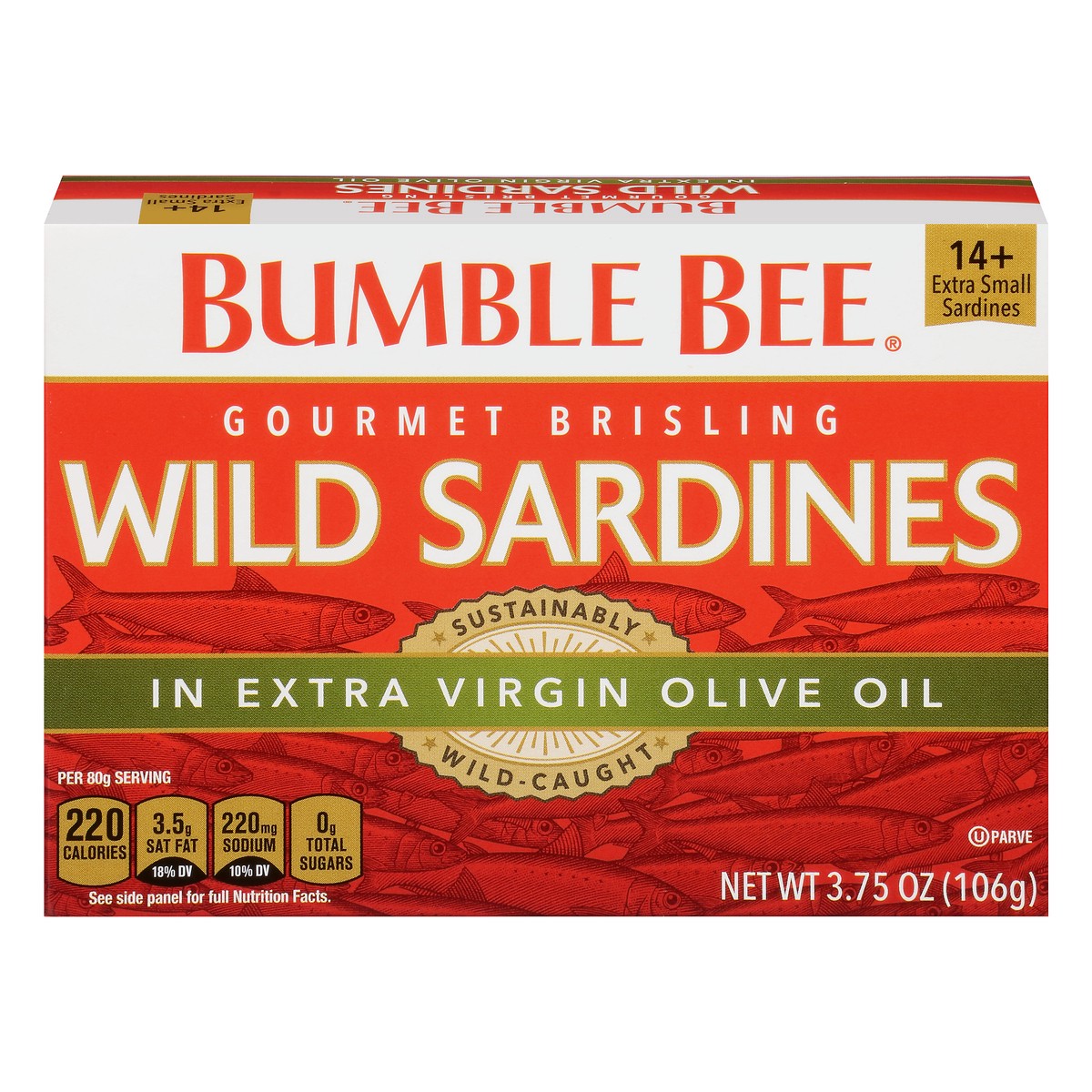 slide 11 of 11, Bumble Bee Gourmet Brisling Wild Sardines In Extra Virgin Olive Oil, 3.75 oz